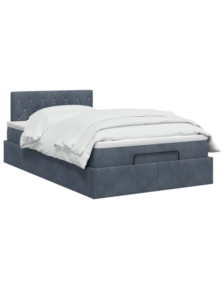 Letto ottomano con materasso Grigio Scuro 120 x 200 cm Velluto
