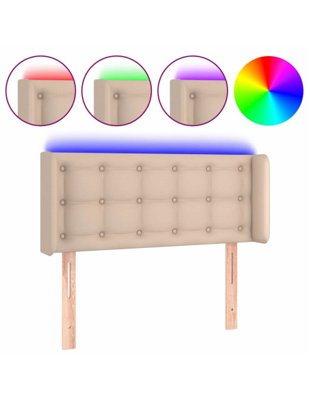 Testiera Cappuccino a LED 83x16x78/88 cm in Similpelle