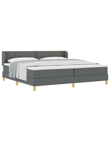 Letto a molle con testiera Grigio scuro 200 x 200 cm Tessuto