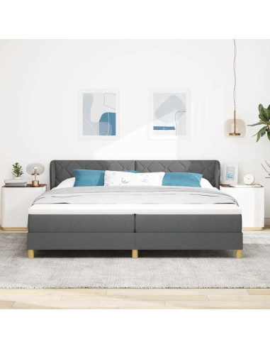 Letto a molle con testiera Grigio scuro 200 x 200 cm Tessuto