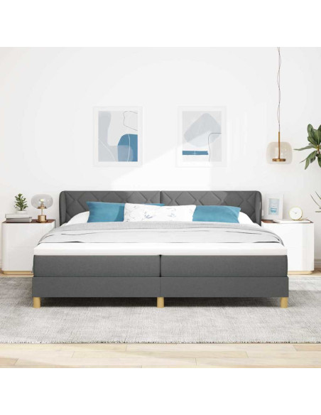 Letto a molle con testiera Grigio scuro 200 x 200 cm Tessuto