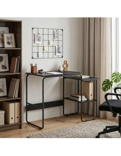 Scrivania con Spazio di Archiviazione Rovere Nero