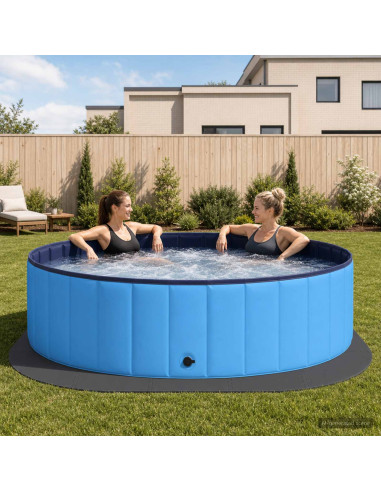 Tappetino per piscina 25 pz Ø 292 cm Rotondo Schiuma EVA Nero