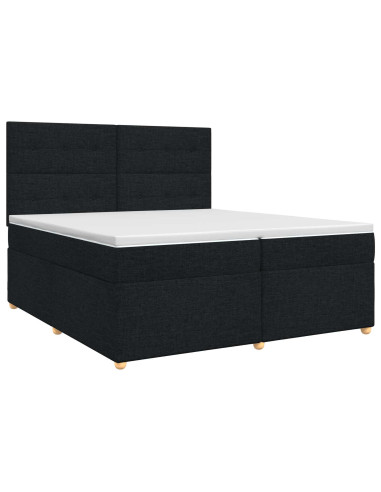Letto box spring con materasso Nero 200 x 200 cm Tessuto