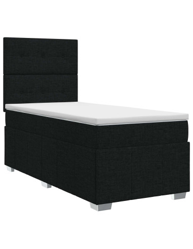 Letto box spring con materasso Nero 100 x 200 cm Tessuto