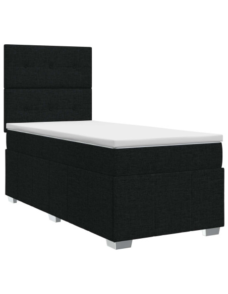 Letto box spring con materasso Nero 100 x 200 cm Tessuto