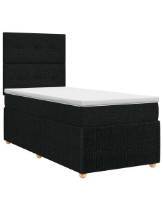 Letto box spring con materasso Nero 100 x 200 cm Tessuto 2