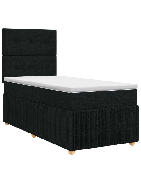 Letto box spring con materasso Nero 100 x 200 cm Tessuto