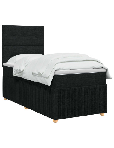Letto box spring con materasso Nero 100 x 200 cm Tessuto