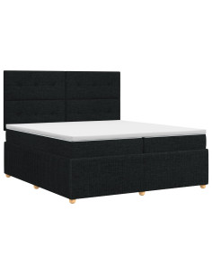 Letto box spring con materasso Nero 200 x 200 cm Tessuto 2