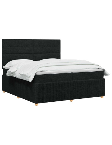 Letto box spring con materasso Nero 200 x 200 cm Tessuto