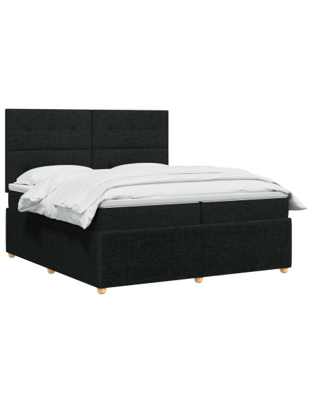 Letto box spring con materasso Nero 200 x 200 cm Tessuto