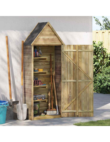 Capanno da Giardino con Porta 69,5x32x178 cm in Pino Impregnato