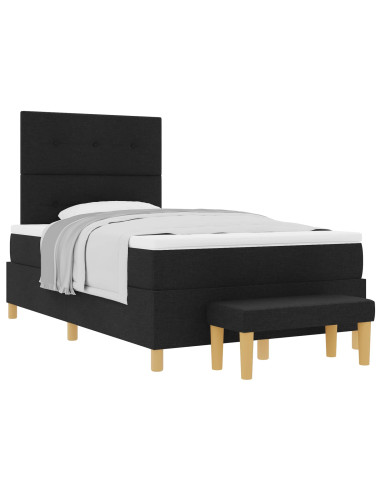 Letto a molle con testiera Nero 200 x 120 cm Tessuto