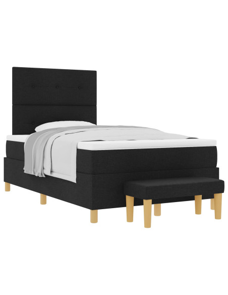 Letto a molle con testiera Nero 200 x 120 cm Tessuto