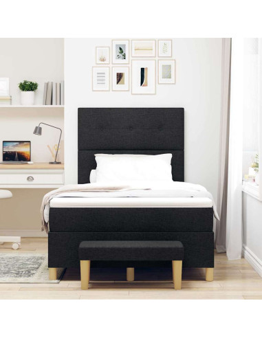 Letto a molle con testiera Nero 200 x 120 cm Tessuto