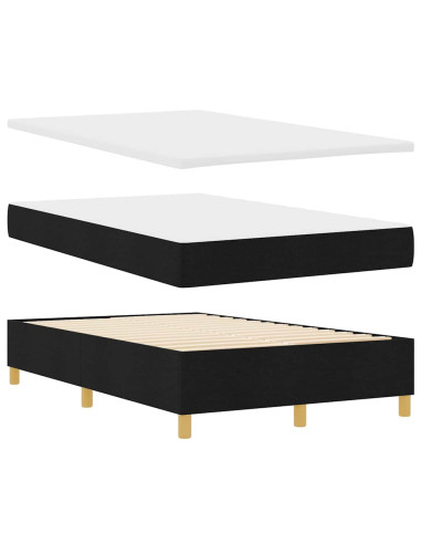 Letto a molle con testiera Nero 200 x 120 cm Tessuto