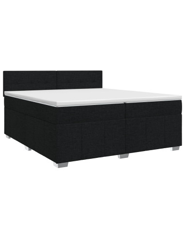 Letto box spring con materasso Nero 200 x 200 cm Tessuto