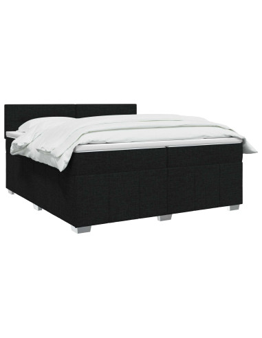 Letto box spring con materasso Nero 200 x 200 cm Tessuto