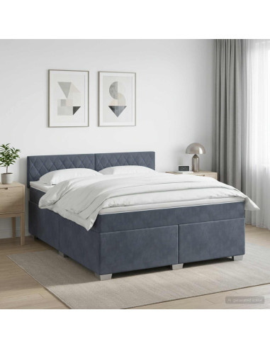 Letto box spring con materasso Grigio Scuro 180 x 200 cm