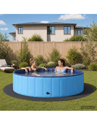 Tappetino per piscina 16 pz Ø 235 cm Rotondo Schiuma EVA Nero