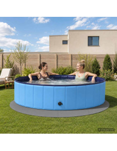 Tappetino per piscina 16 pz Ø 235 cm Rotondo Schiuma EVA Grigio