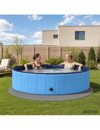 Tappetino per piscina 16 pz Ø 235 cm Rotondo Schiuma EVA Grigio