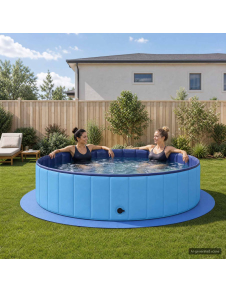 Tappetino per piscina 16 pz Ø 235 cm Rotondo Schiuma EVA Blu
