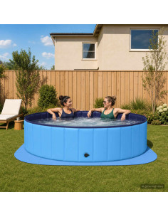 Tappetino per piscina 25 pz Ø 292 cm Rotondo Schiuma EVA Blu