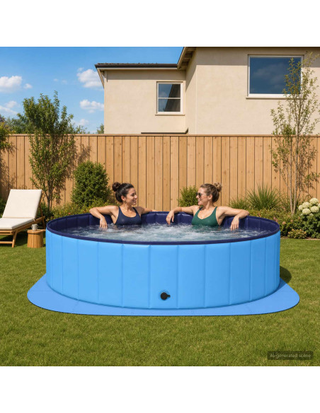 Tappetino per piscina 25 pz Ø 292 cm Rotondo Schiuma EVA Blu