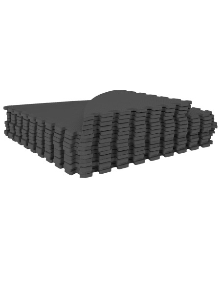 Tappetino per piscina 16 pz Ø 235 cm Rotondo Schiuma EVA Nero