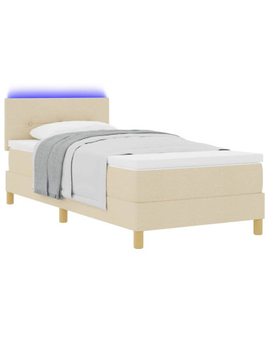 Letto a Sorgente LED con strisce LED Crema 90 x 190 cm Tessuto
