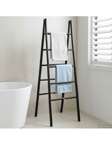 Scala per coperte a doppio lato Nero 50 x 50 x 159 cm Bambù