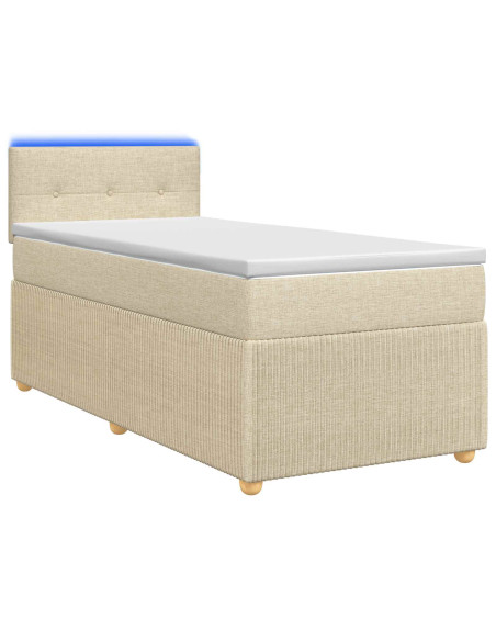 Letto box spring con materasso Crema 90 x 200 cm Tessuto