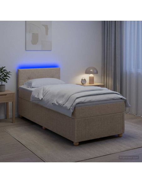 Letto box spring con materasso Crema 90 x 200 cm Tessuto