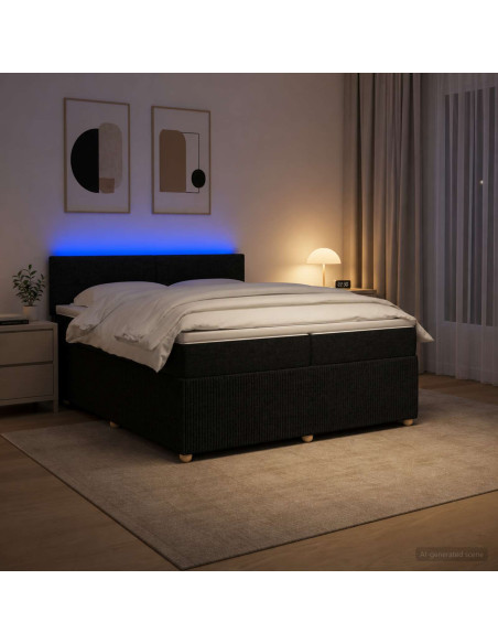 Letto box spring con materasso Nero 200 x 200 cm Tessuto