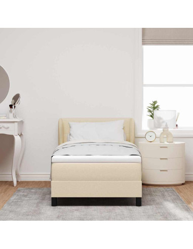 Letto a molle con testiera Crema 80 x 200 cm Tessuto