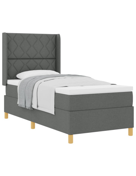 Letto a molle con testiera Grigio scuro 90 x 190 cm Tessuto