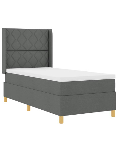 Letto a molle con testiera Grigio scuro 90 x 190 cm Tessuto