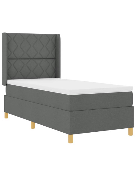 Letto a molle con testiera Grigio scuro 90 x 190 cm Tessuto