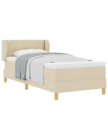 Letto a molle con testiera Crema 90 x 190 cm Tessuto