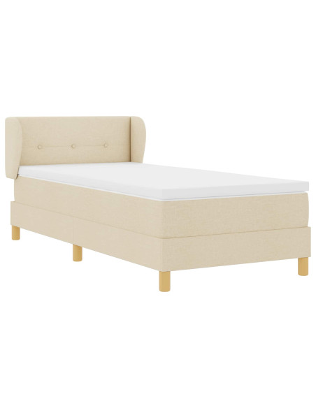 Letto a molle con testiera Crema 90 x 190 cm Tessuto