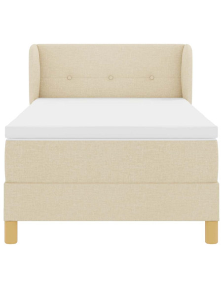 Letto a molle con testiera Crema 90 x 190 cm Tessuto