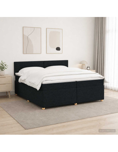 Letto box spring con materasso Nero 200 x 200 cm Tessuto