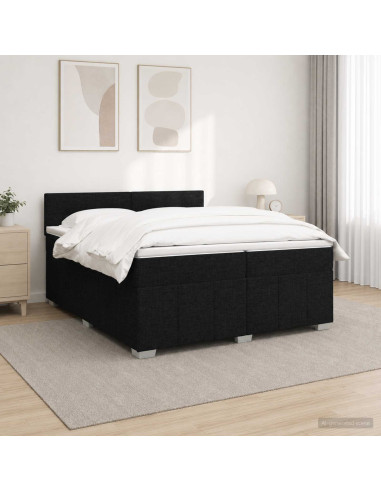 Letto box spring con materasso Nero 200 x 200 cm Tessuto