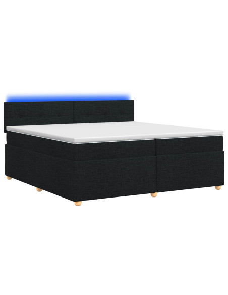 Letto box spring con materasso Nero 200 x 200 cm Tessuto