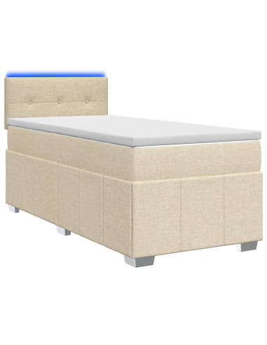 Letto box spring con materasso Crema 90 x 200 cm Tessuto