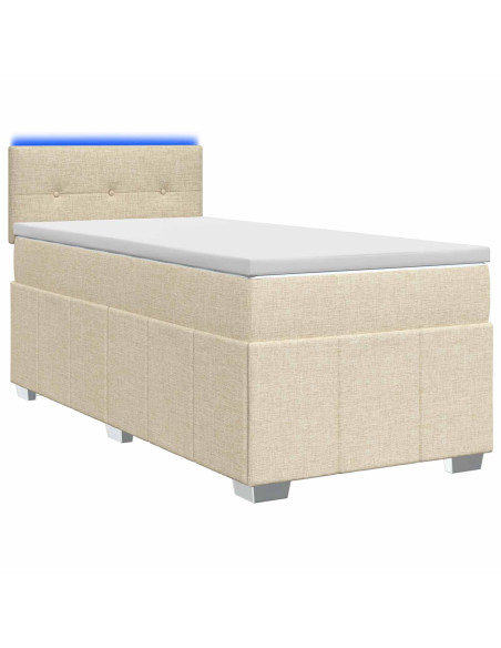 Letto box spring con materasso Crema 90 x 200 cm Tessuto