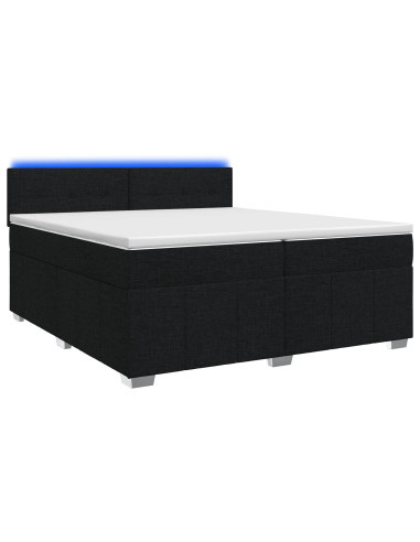 Letto box spring con materasso Nero 200 x 200 cm Tessuto