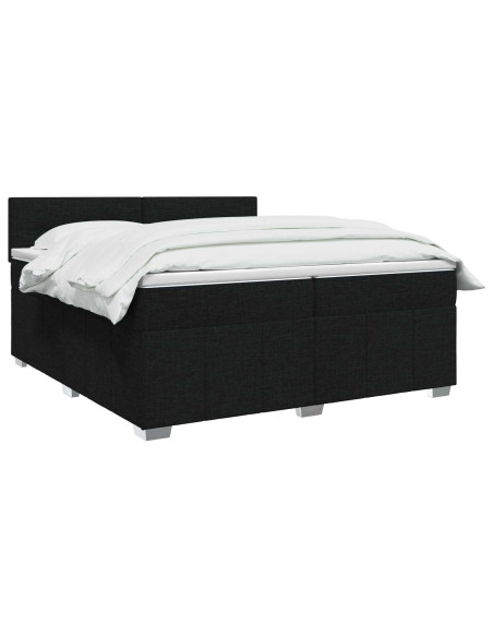 Letto box spring con materasso Nero 200 x 200 cm Tessuto